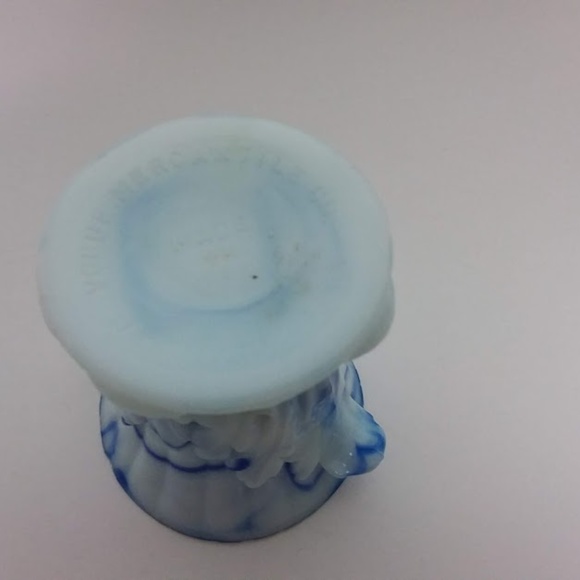 VINTAGE Argo Blue Agate Slag Glass urn vase Footed Marbled Depression Made USA - Picture 7 of 9